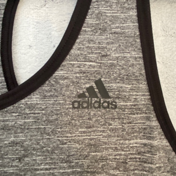 Adidas Climalite Racer Back Tank Top Women's Sz Large Grey Heather Black Trim - Picture 3 of 7